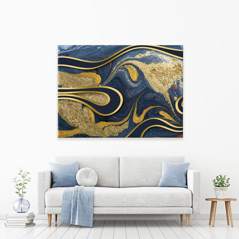 Navy Marble Canvas Print