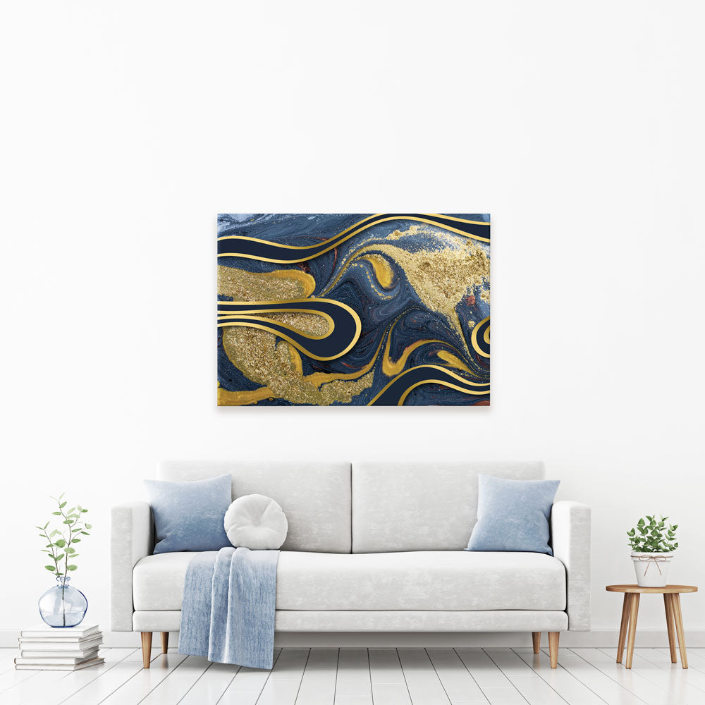 Navy Marble Canvas Print