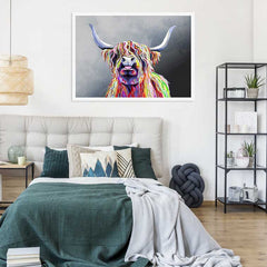 Colourful Highland Coo Framed Print