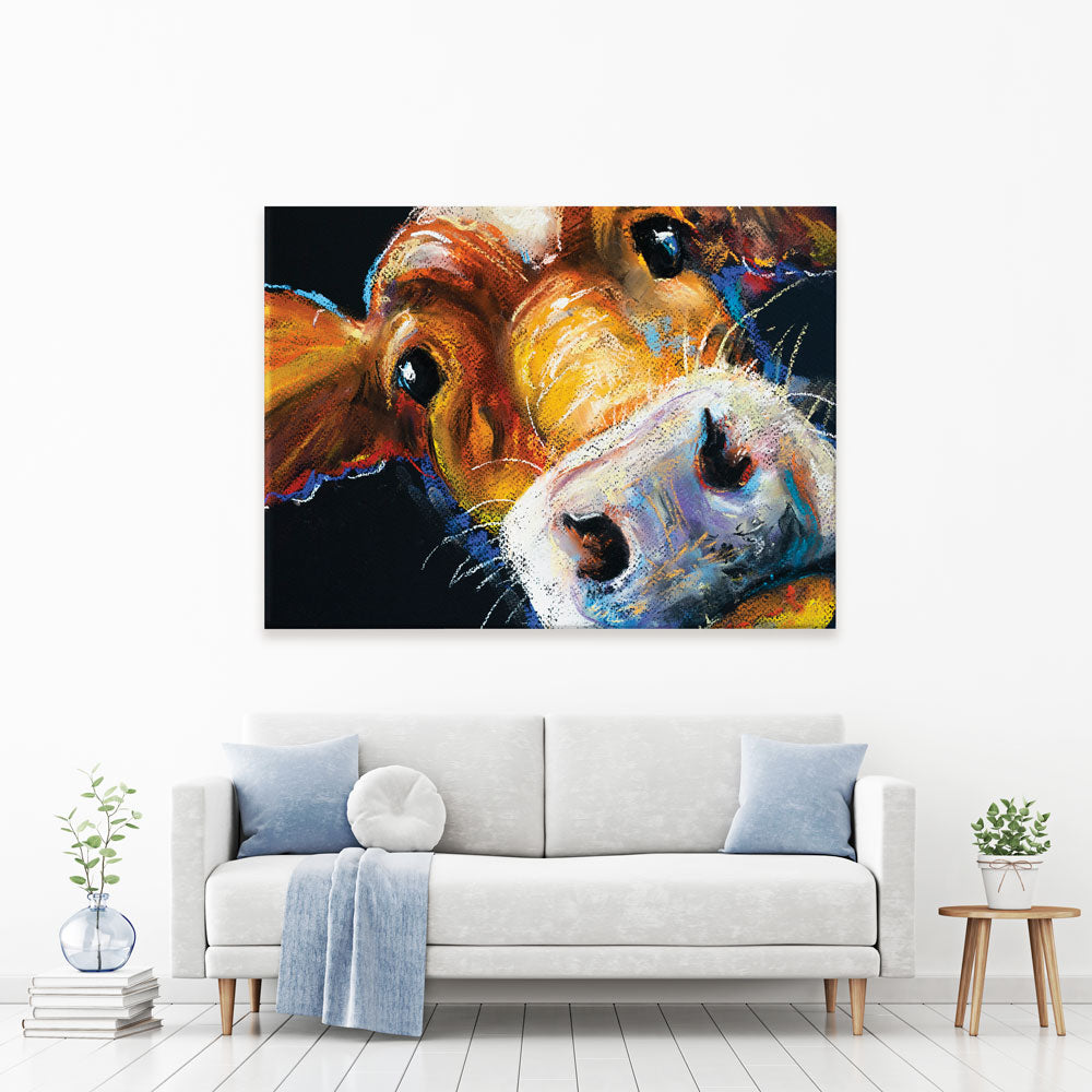 Cow Abstract Art Stretched Canvas