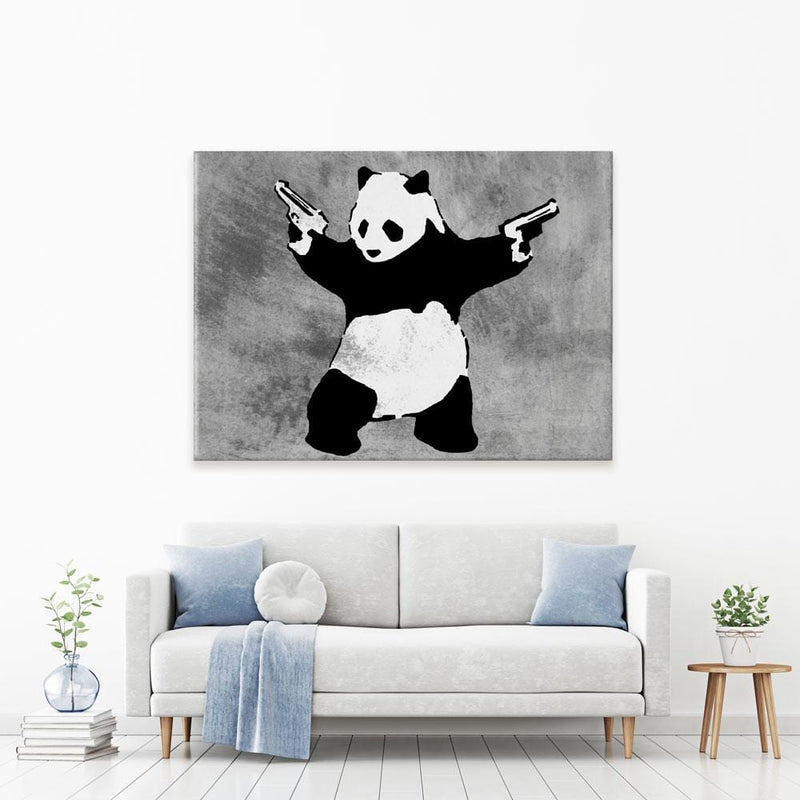 Panda Holding Guns Canvas Print
