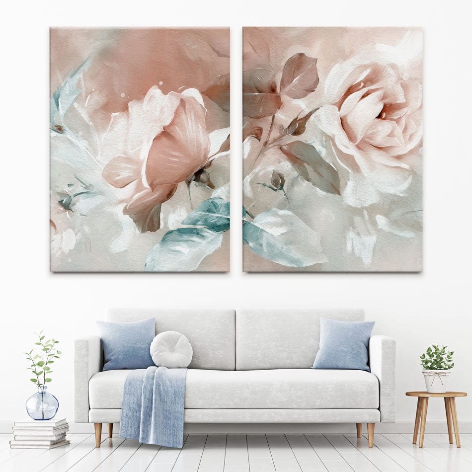 Pastel Rose Leaves Duo Canvas Print wall art product lisima / Shutterstock