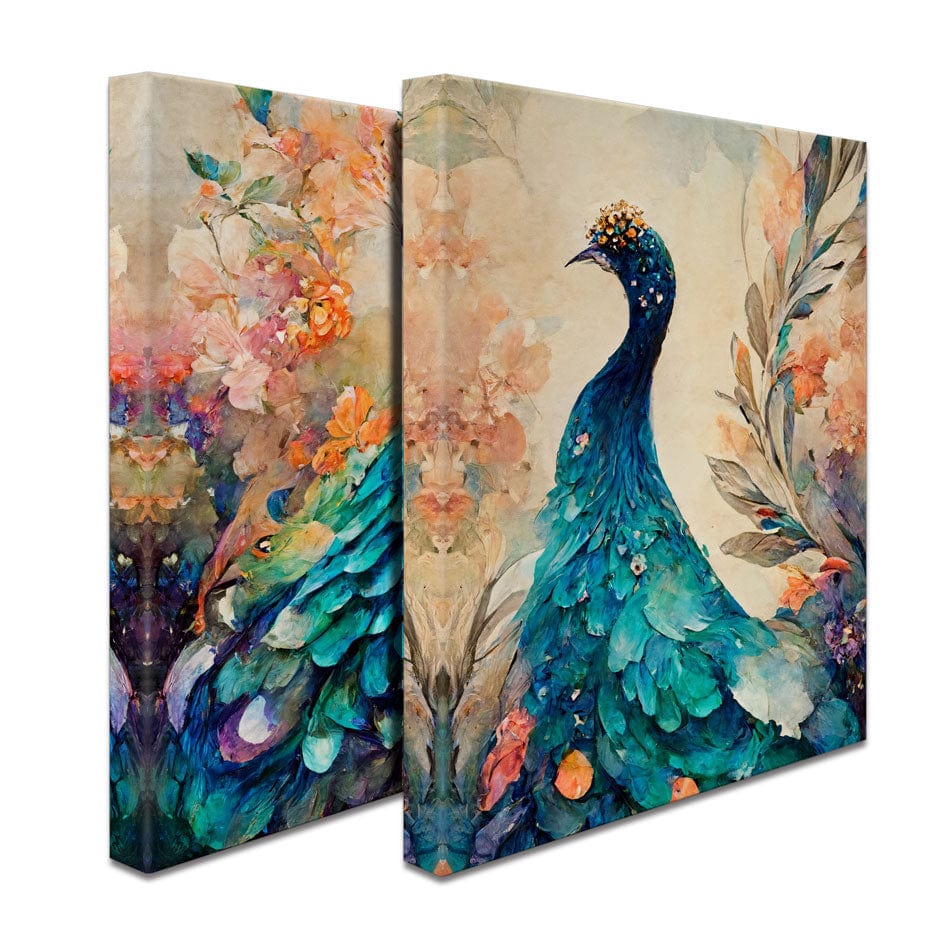 Peacocks Gaze Duo Canvas Print wall art product 3d artwork wallpaper / Shutterstock