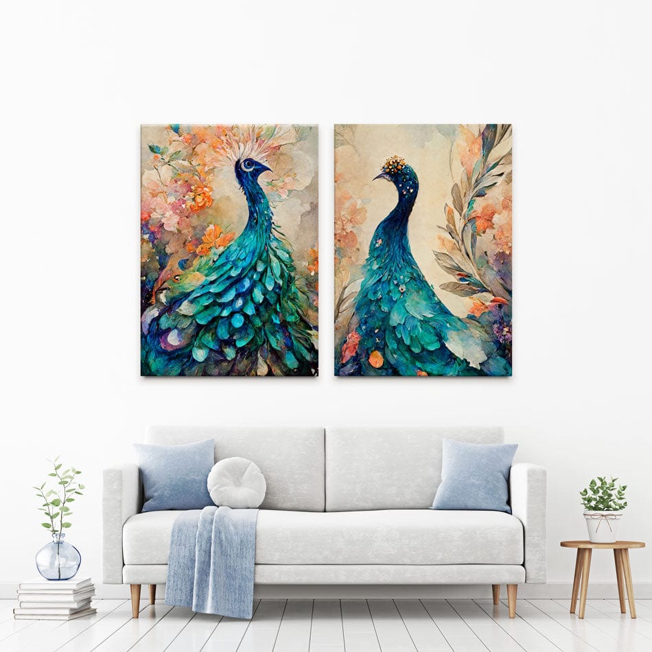 Peacocks Gaze Duo Canvas Print wall art product 3d artwork wallpaper / Shutterstock