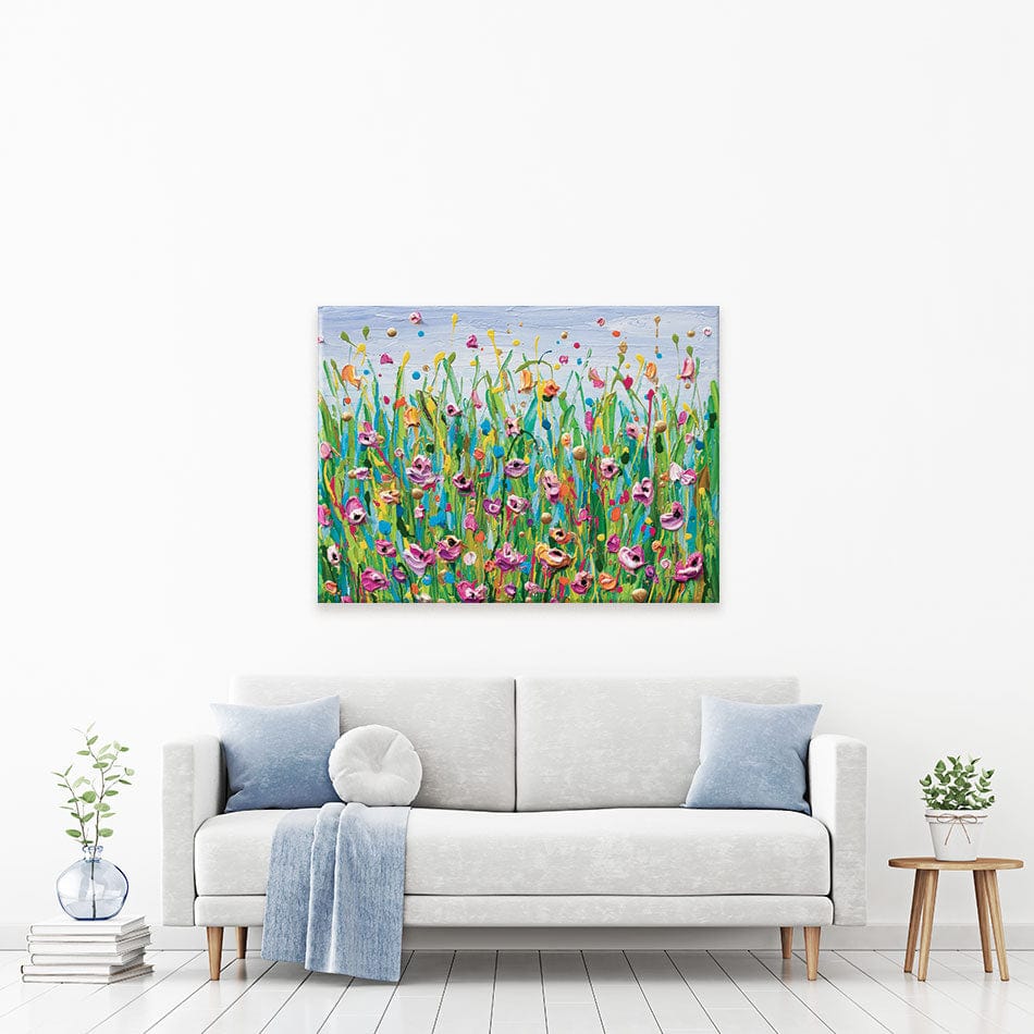 Pink Dotted Flowers Canvas Print wall art product Olga Tkachyk