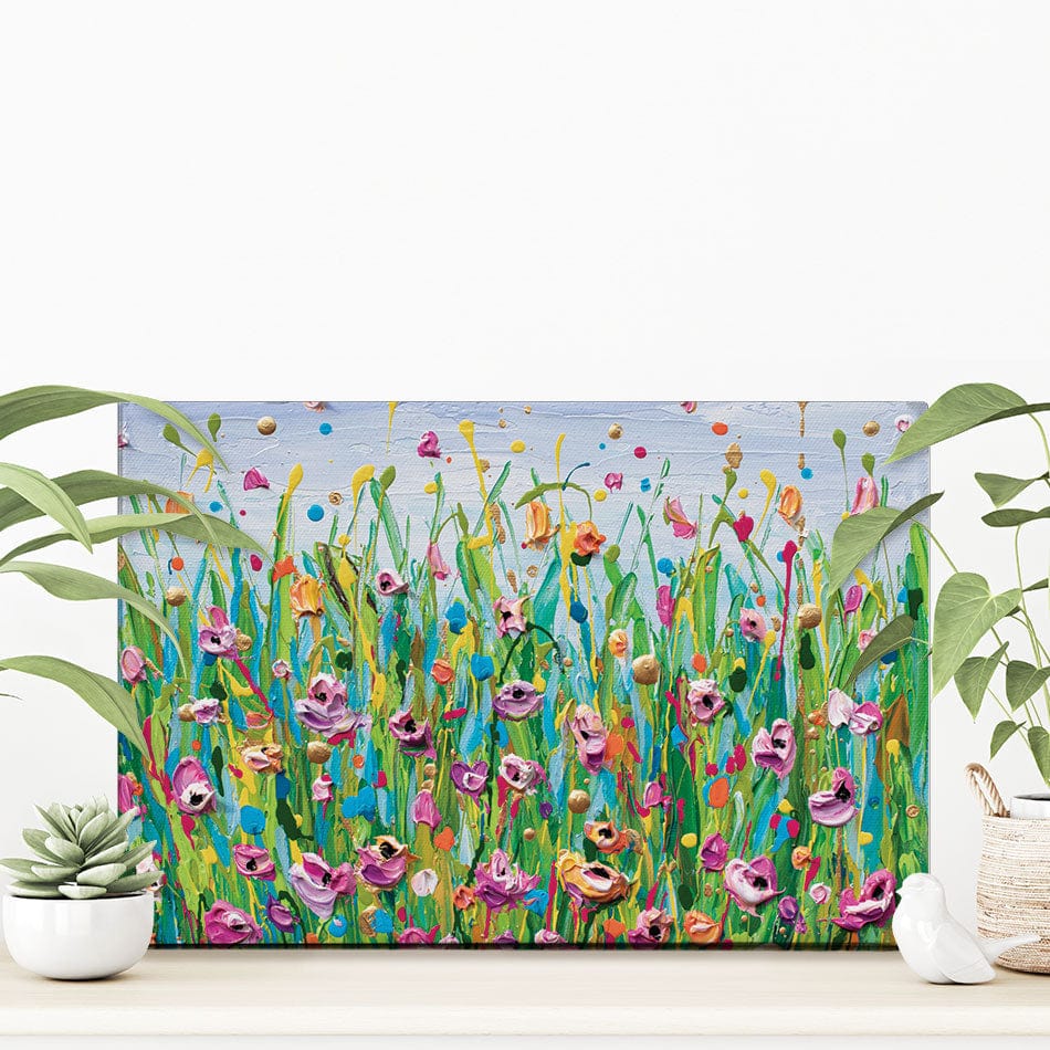 Pink Dotted Flowers Canvas Print wall art product Olga Tkachyk