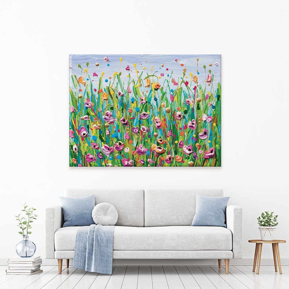 Pink Dotted Flowers Canvas Print wall art product Olga Tkachyk