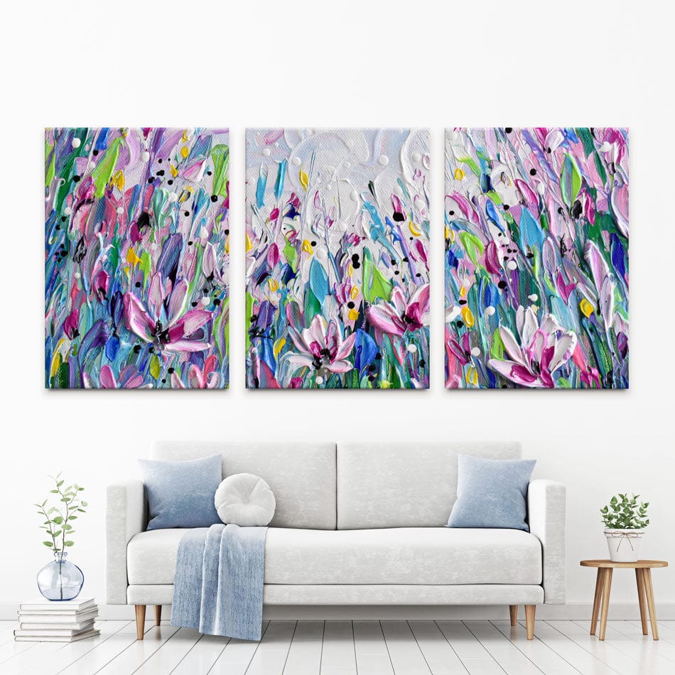 Pink Meadow Trio Canvas Print wall art product Olga Tkachyk