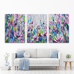 Pink Meadow Trio Canvas Print wall art product Olga Tkachyk