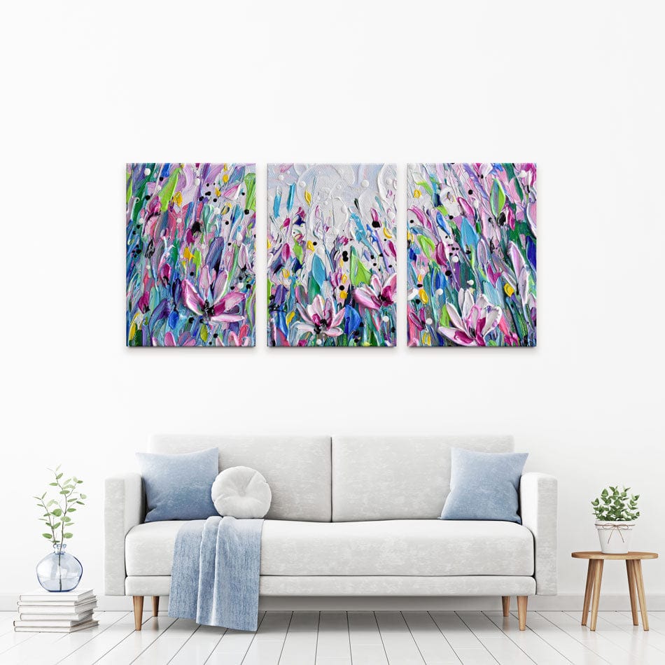 Pink Meadow Trio Canvas Print wall art product Olga Tkachyk