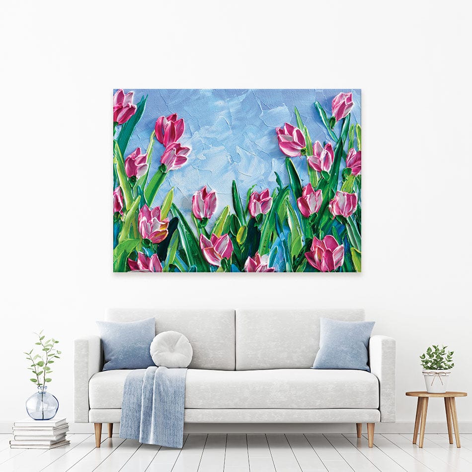 Pink Tulips Canvas Print wall art product Olga Tkachyk