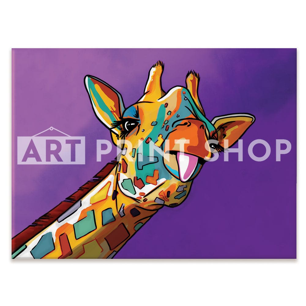 Purple Cheeky Giraffe Canvas Print wall art product Art Print Shop