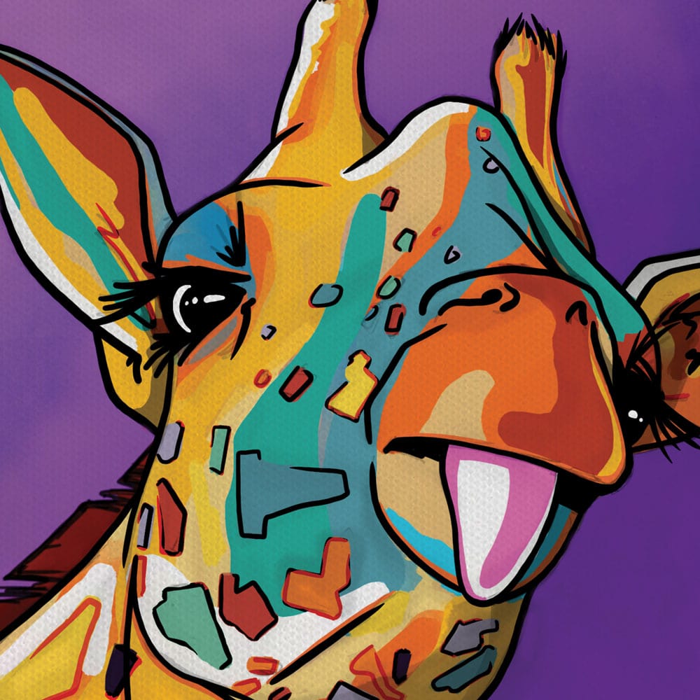 Purple Cheeky Giraffe Canvas Print wall art product Art Print Shop