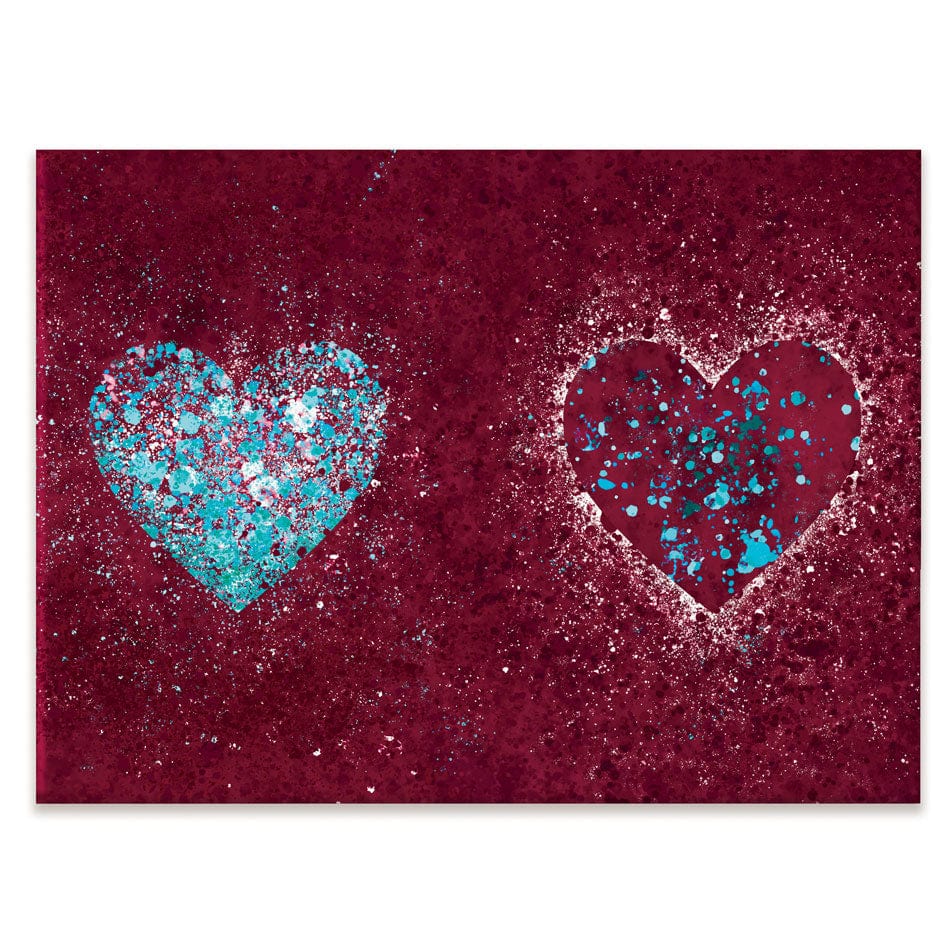 Red Hearts Splatter Canvas Print wall art product J Tonges / Independent