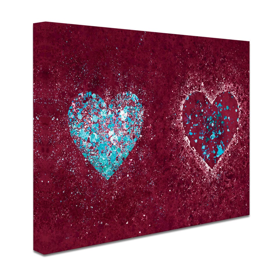 Red Hearts Splatter Canvas Print wall art product J Tonges / Independent
