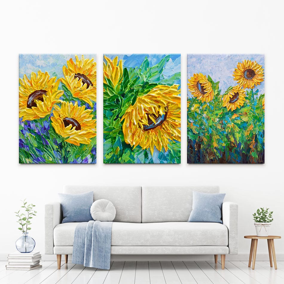 Sunflowers Trio Canvas Print wall art product Olga Tkachyk