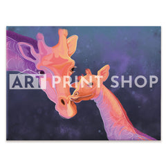 Sunset Giraffe And Calf Canvas Print