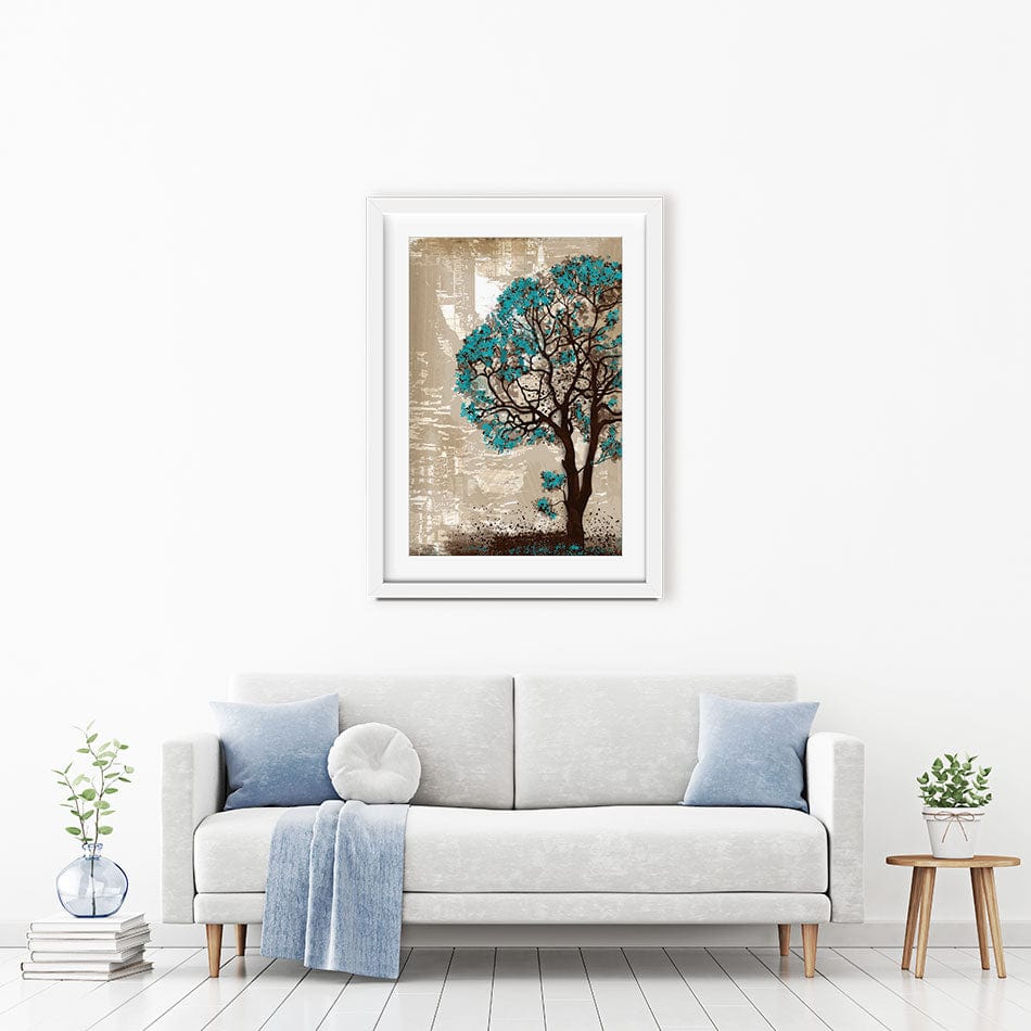 Teal Tree Framed Art Print wall art product taif ahmed / Shutterstock