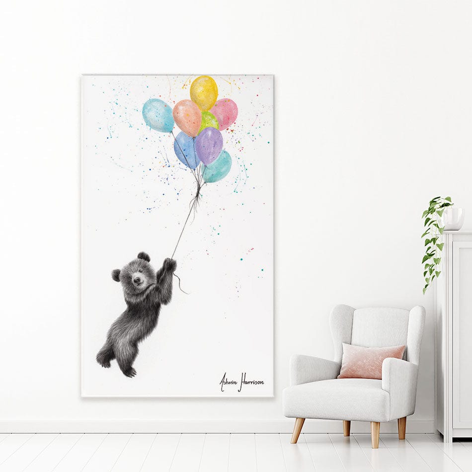 The Bear And The Balloons Canvas Print wall art product Ashvin Harrison