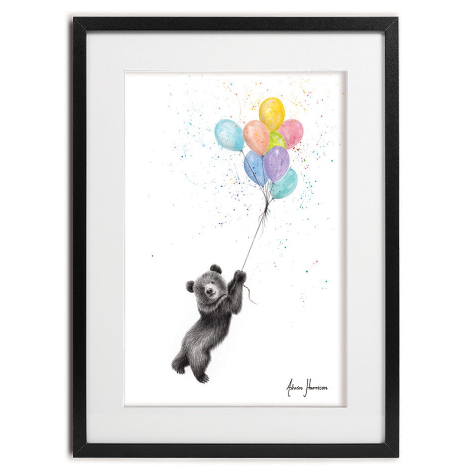 The Bear And The Balloons Framed Art Print wall art product Ashvin Harrison