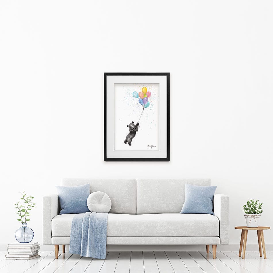 The Bear And The Balloons Framed Art Print wall art product Ashvin Harrison