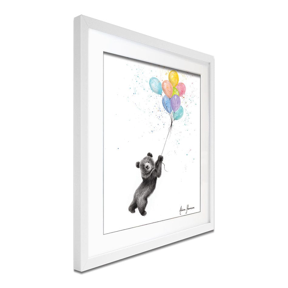 The Bear And The Balloons Framed Art Print wall art product Ashvin Harrison