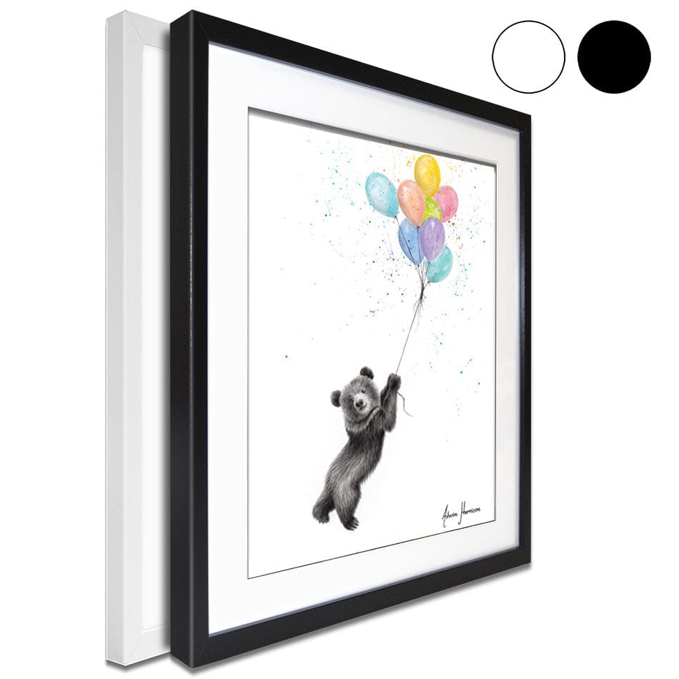 The Bear And The Balloons Framed Art Print wall art product Ashvin Harrison
