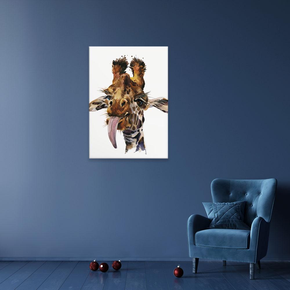 Tongue Out Giraffe Head Canvas Print wall art product Faenkova Elena / Shutterstock