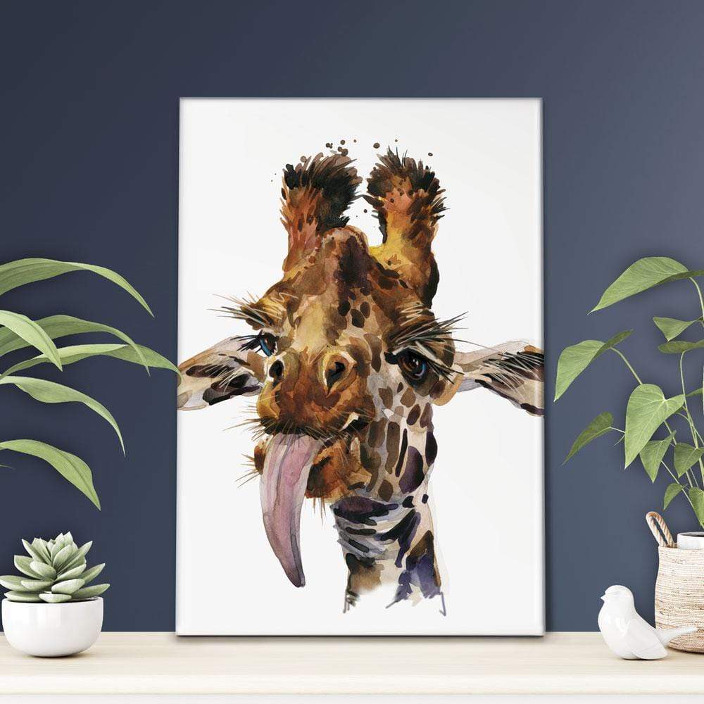 Tongue Out Giraffe Head Canvas Print wall art product Faenkova Elena / Shutterstock
