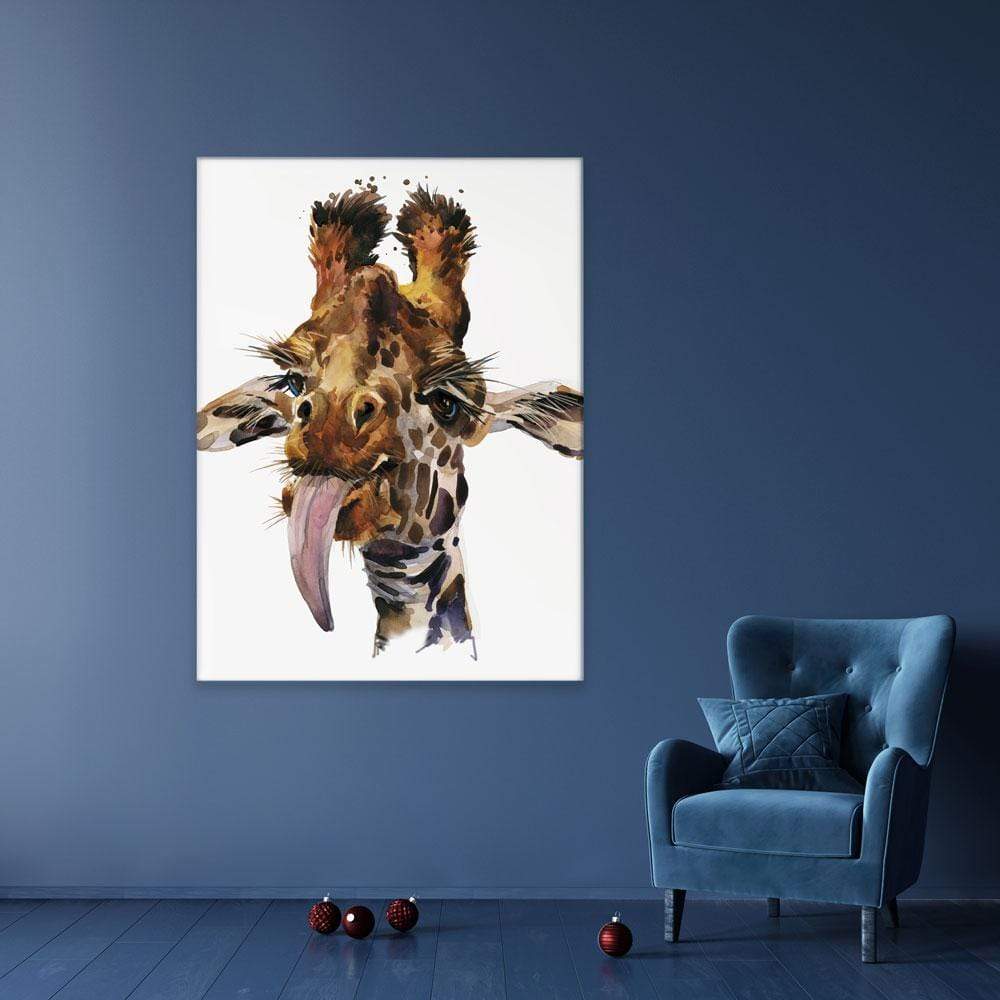 Tongue Out Giraffe Head Canvas Print wall art product Faenkova Elena / Shutterstock