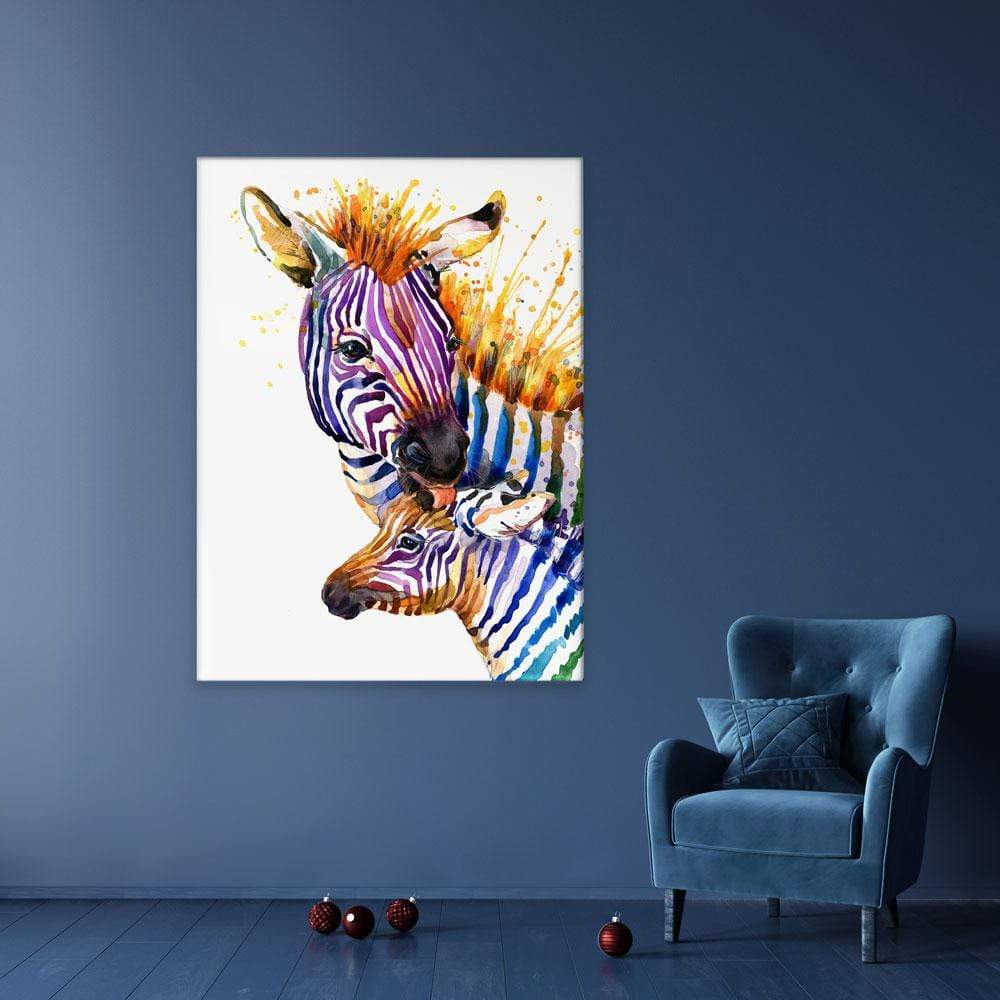 Two Colourful Zebras Canvas Print wall art product Faenkova Elena / Shutterstock