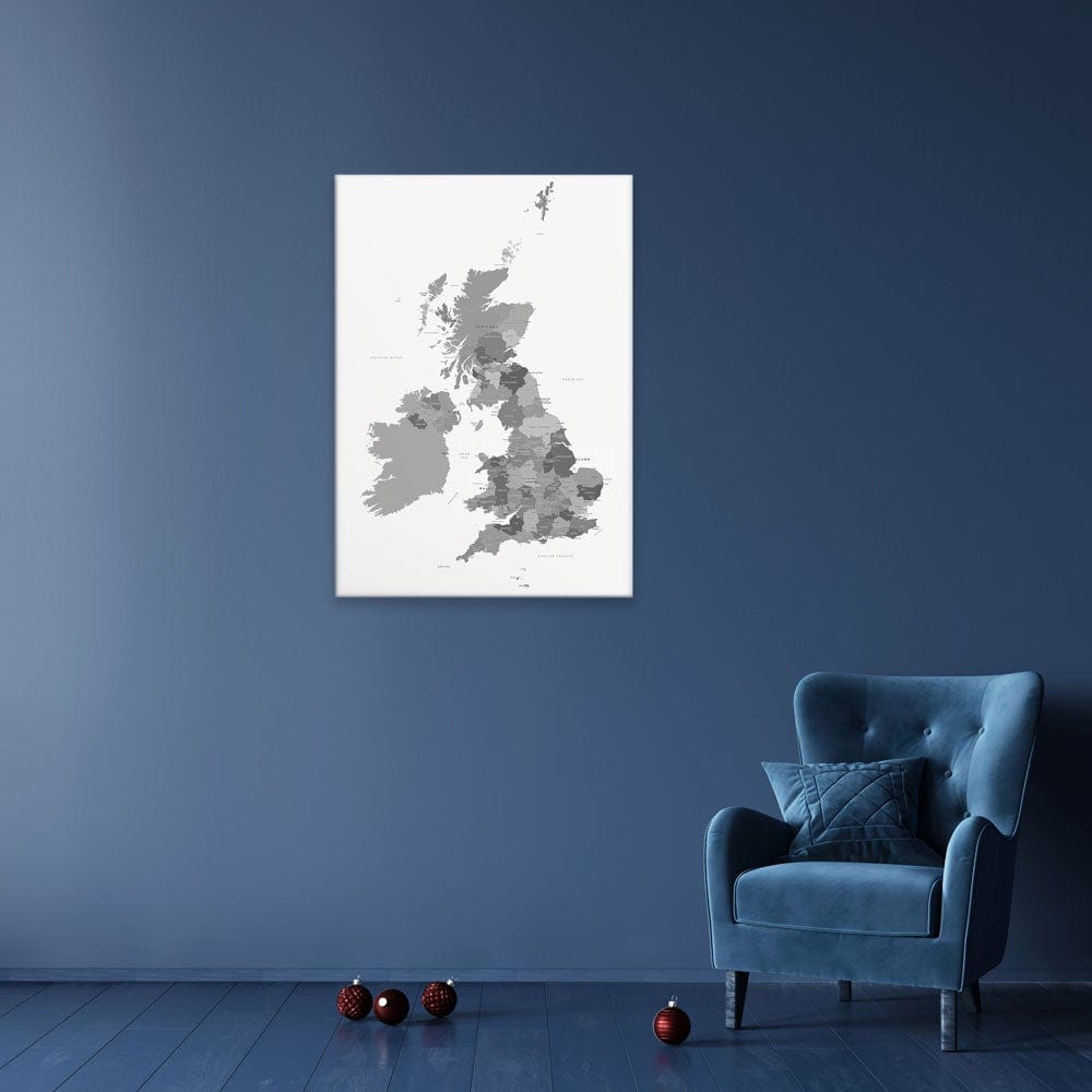 United Kingdom Black and White Map Canvas Print wall art product H Goossens / Independent