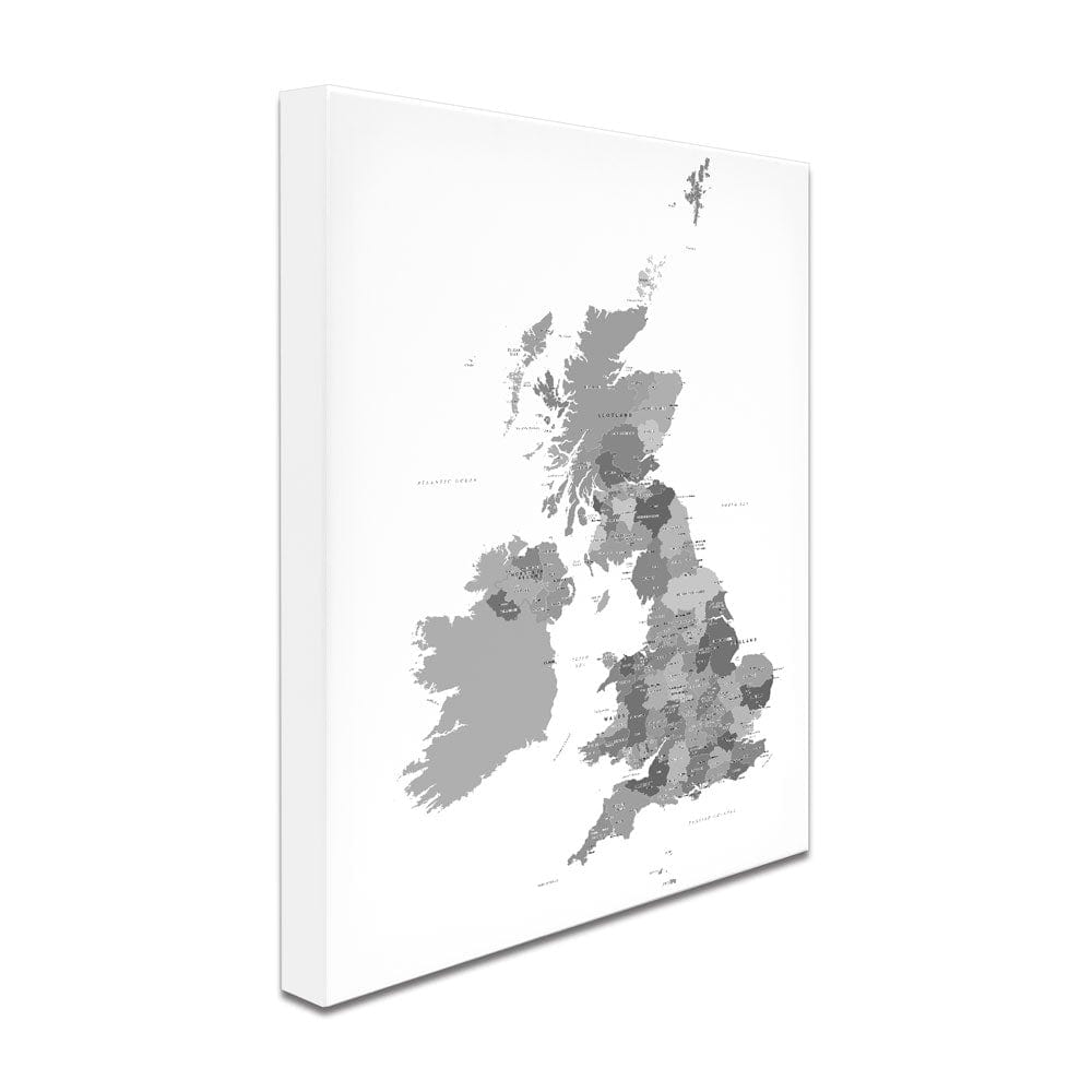 United Kingdom Black and White Map Canvas Print wall art product H Goossens / Independent