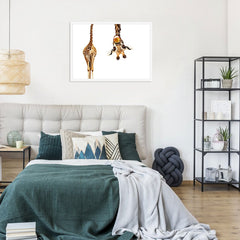 Happy Upside Down Giraffe Framed Print