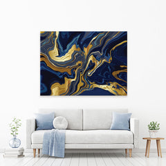 Vibrant Navy Marble Canvas Print