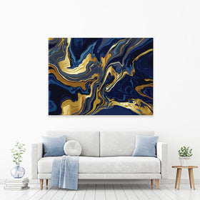 Vibrant Navy Marble Canvas Print