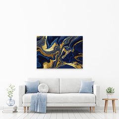 Vibrant Navy Marble Canvas Print