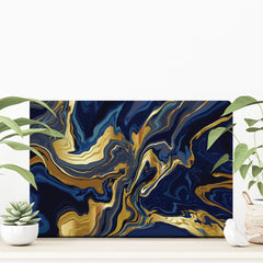 Vibrant Navy Marble Canvas Print