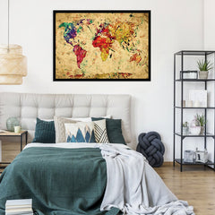 Colourful Vintage World Map Framed Print