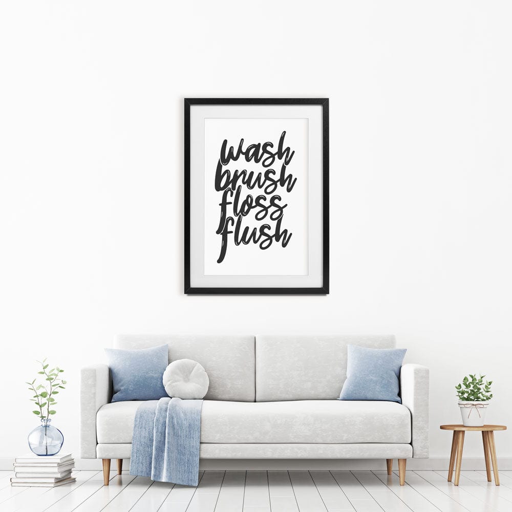 Wash Brush Floss Flush Framed Art Print wall art product MihneaKK / Shutterstock