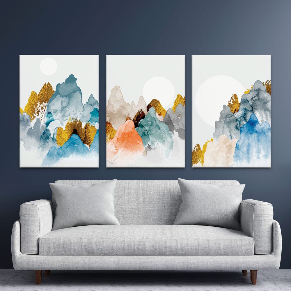 Watercolour Mountains Trio Canvas Print wall art product TWINS DESIGN STUDIO / Shutterstock