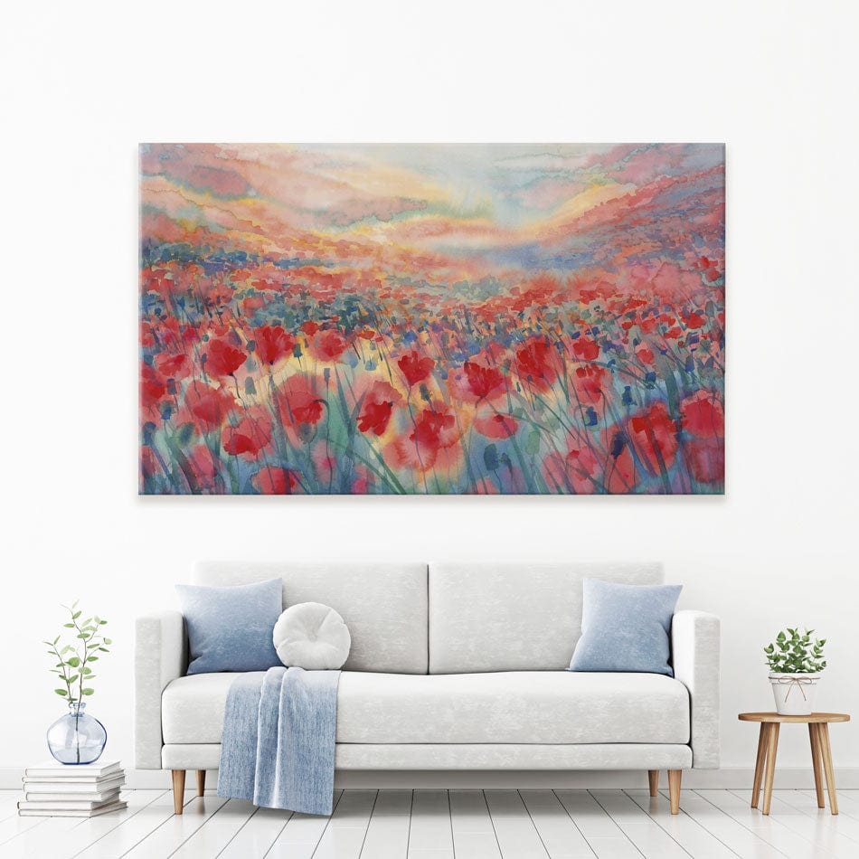 Watercolour Poppy Field Canvas Print wall art product / Shutterstock