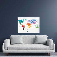 Watercolour World Map Canvas Print
