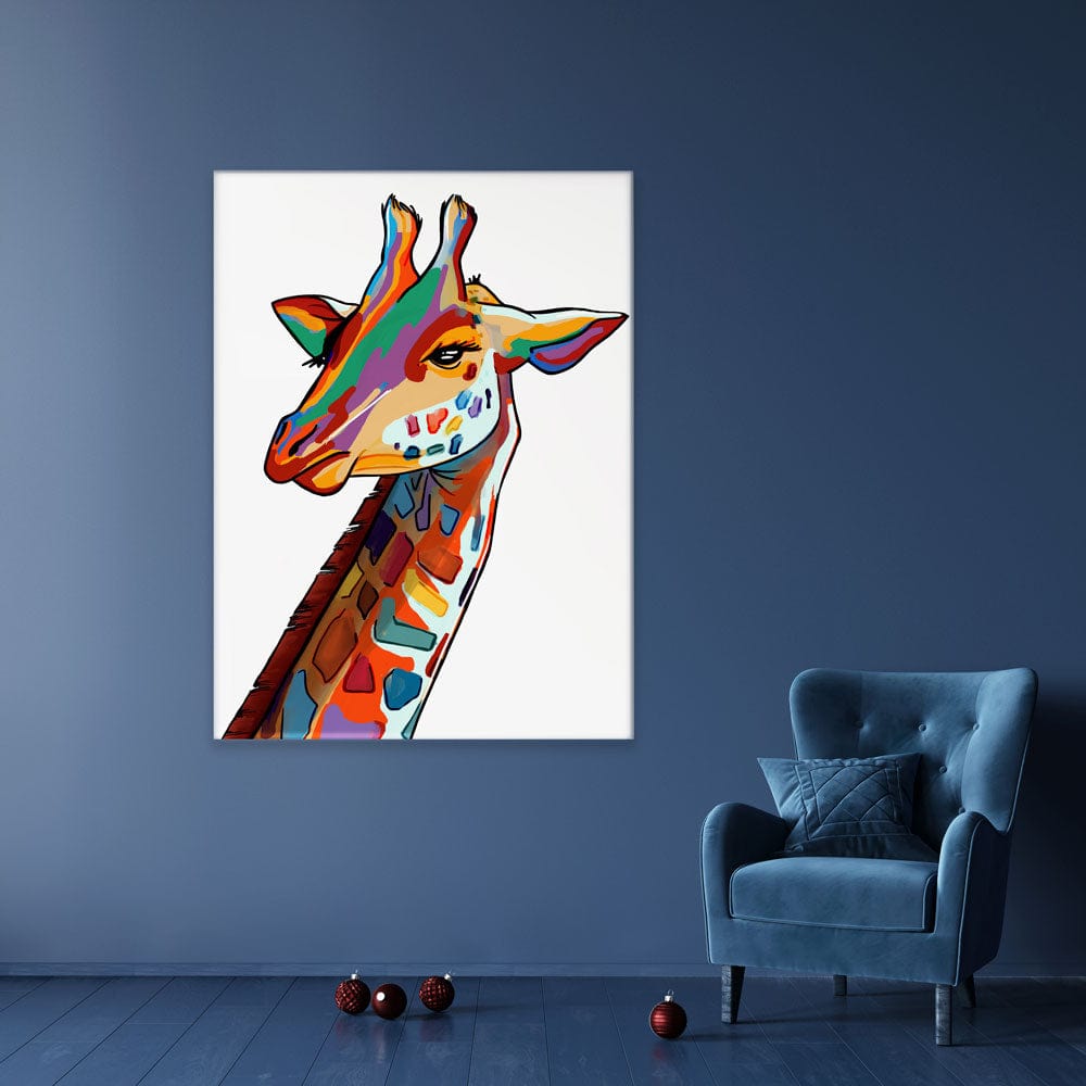 White Giraffe Portrait Canvas Print wall art product Art Print Shop