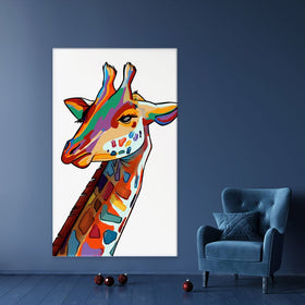 White Giraffe Portrait Canvas Print wall art product Art Print Shop