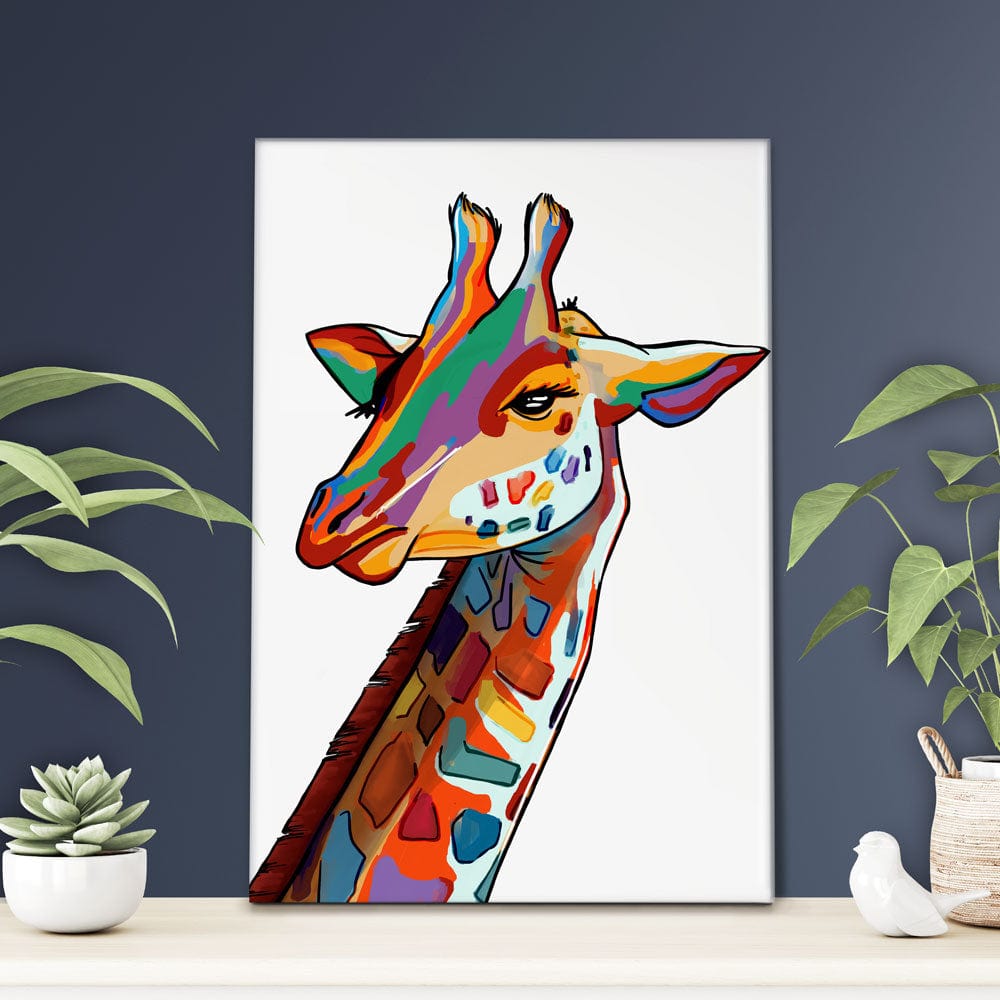 White Giraffe Portrait Canvas Print wall art product Art Print Shop