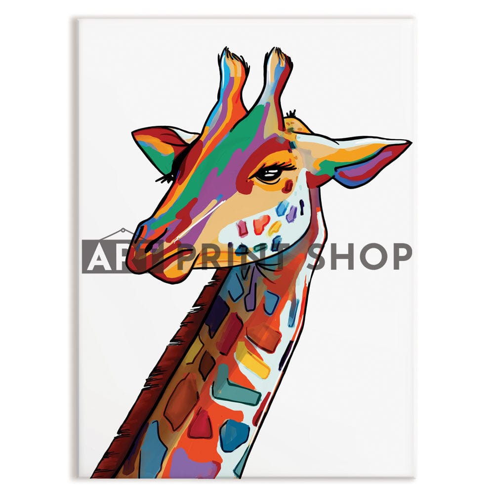 White Giraffe Portrait Canvas Print wall art product Art Print Shop