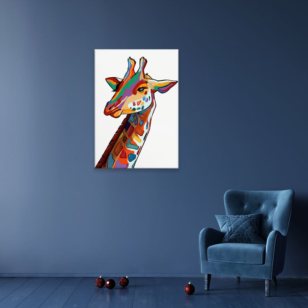 White Giraffe Portrait Canvas Print wall art product Art Print Shop
