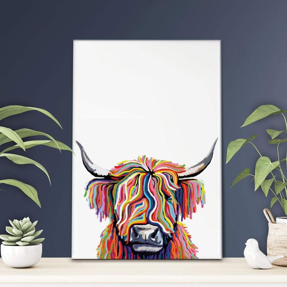 White Highland Cow Portrait Canvas Print wall art product Independent
