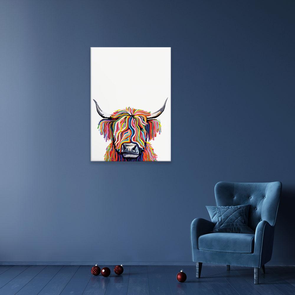 White Highland Cow Portrait Canvas Print wall art product Independent